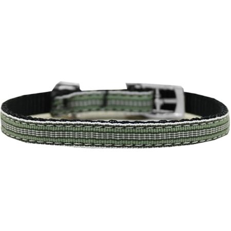 PET PAL Preppy Stripes Nylon Dog Collar with Classic Buckles 0.37 in.Green & White Size 14 PE854259